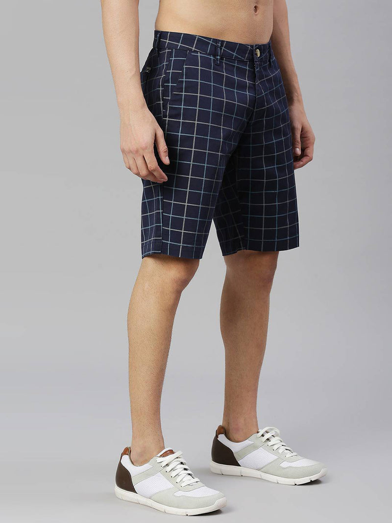 Thomas Scott Men Checked Mid-Rise Slim Fit Sports Shorts
