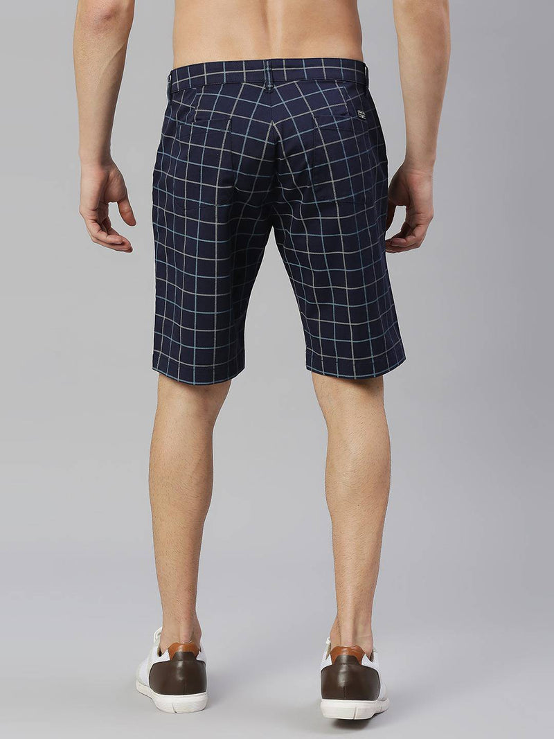 Thomas Scott Men Checked Mid-Rise Slim Fit Sports Shorts