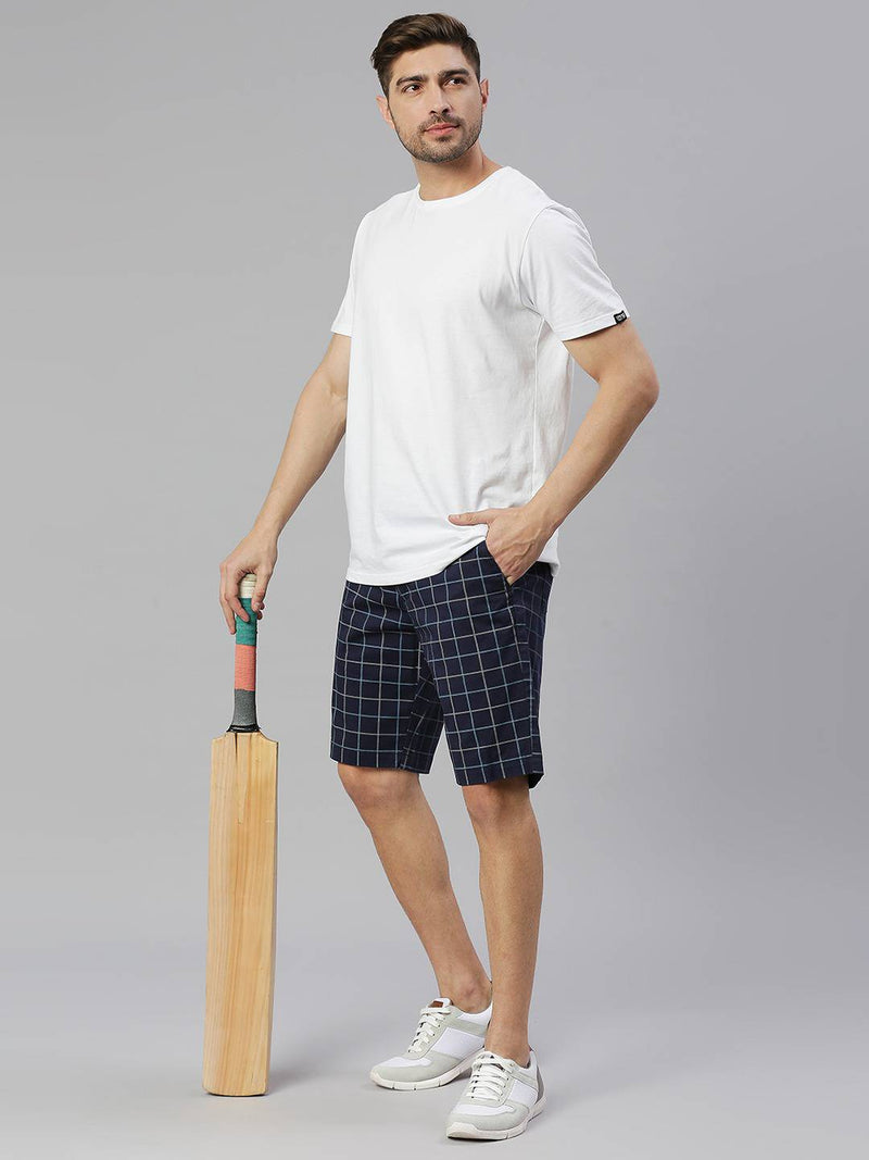 Thomas Scott Men Checked Mid-Rise Slim Fit Sports Shorts