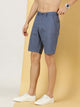 Mid Blue Mid-Rise Slim Fit Checkered Woven Shorts For Men