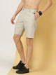 Light Grey Mid-Rise Slim Fit Checkered Woven Shorts For Men
