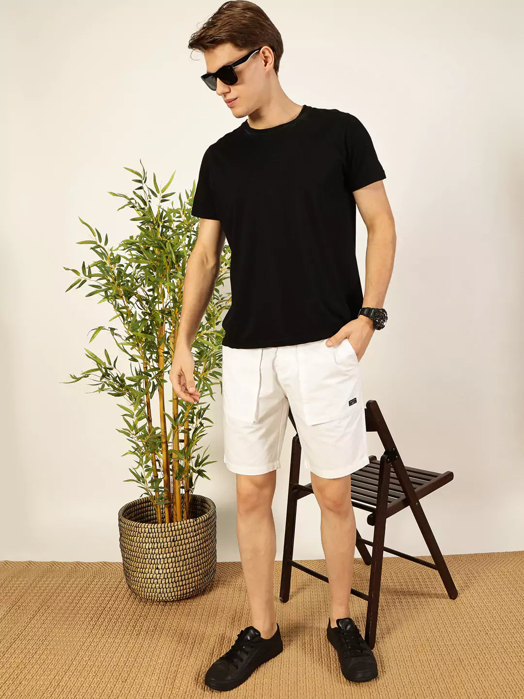 Thomas Scott Men Cotton Solid Shorts