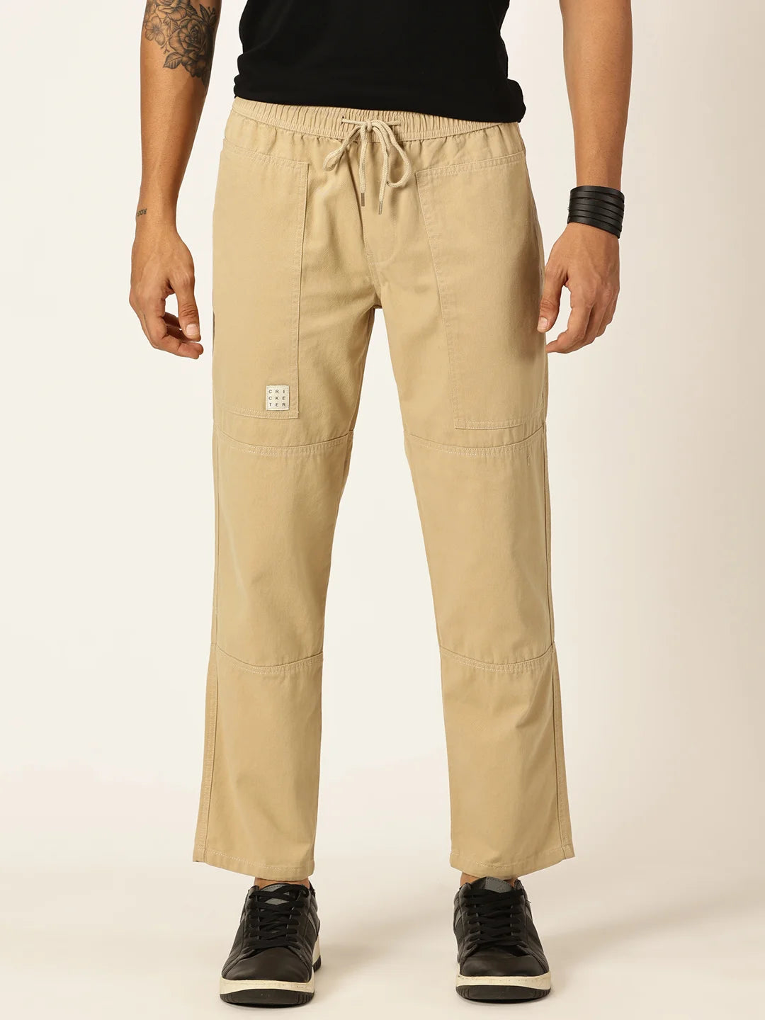 Thomas Scott Men Relaxed Loose Fit Mid-Rise Pure Cotton Easy Wash Trousers