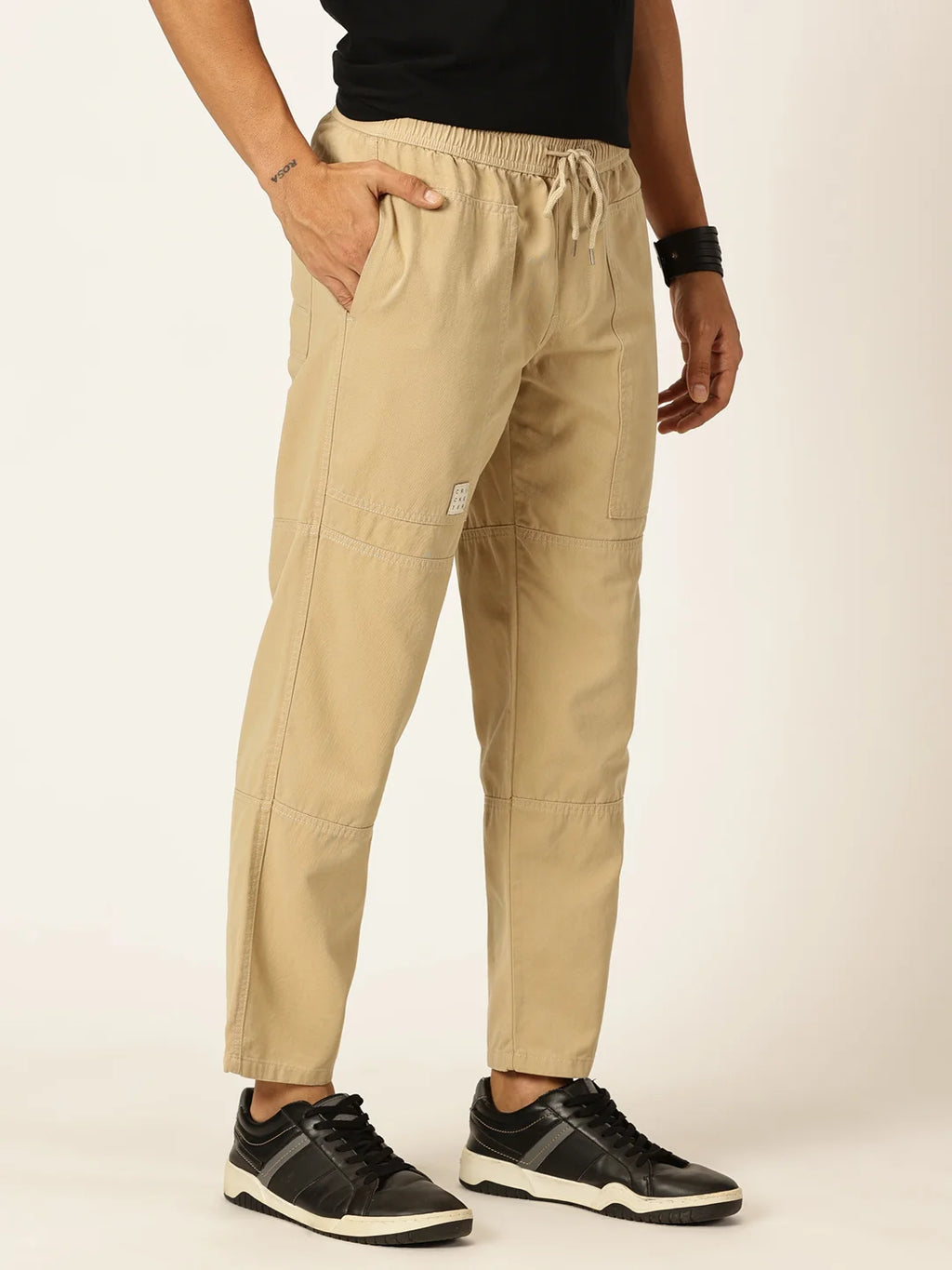Thomas Scott Men Relaxed Loose Fit Mid-Rise Pure Cotton Easy Wash Trousers