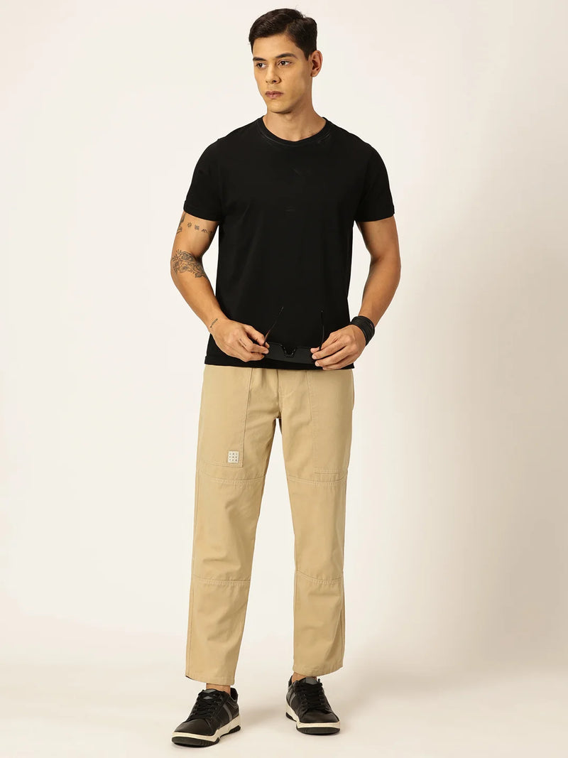 Thomas Scott Men Relaxed Loose Fit Mid-Rise Pure Cotton Easy Wash Trousers
