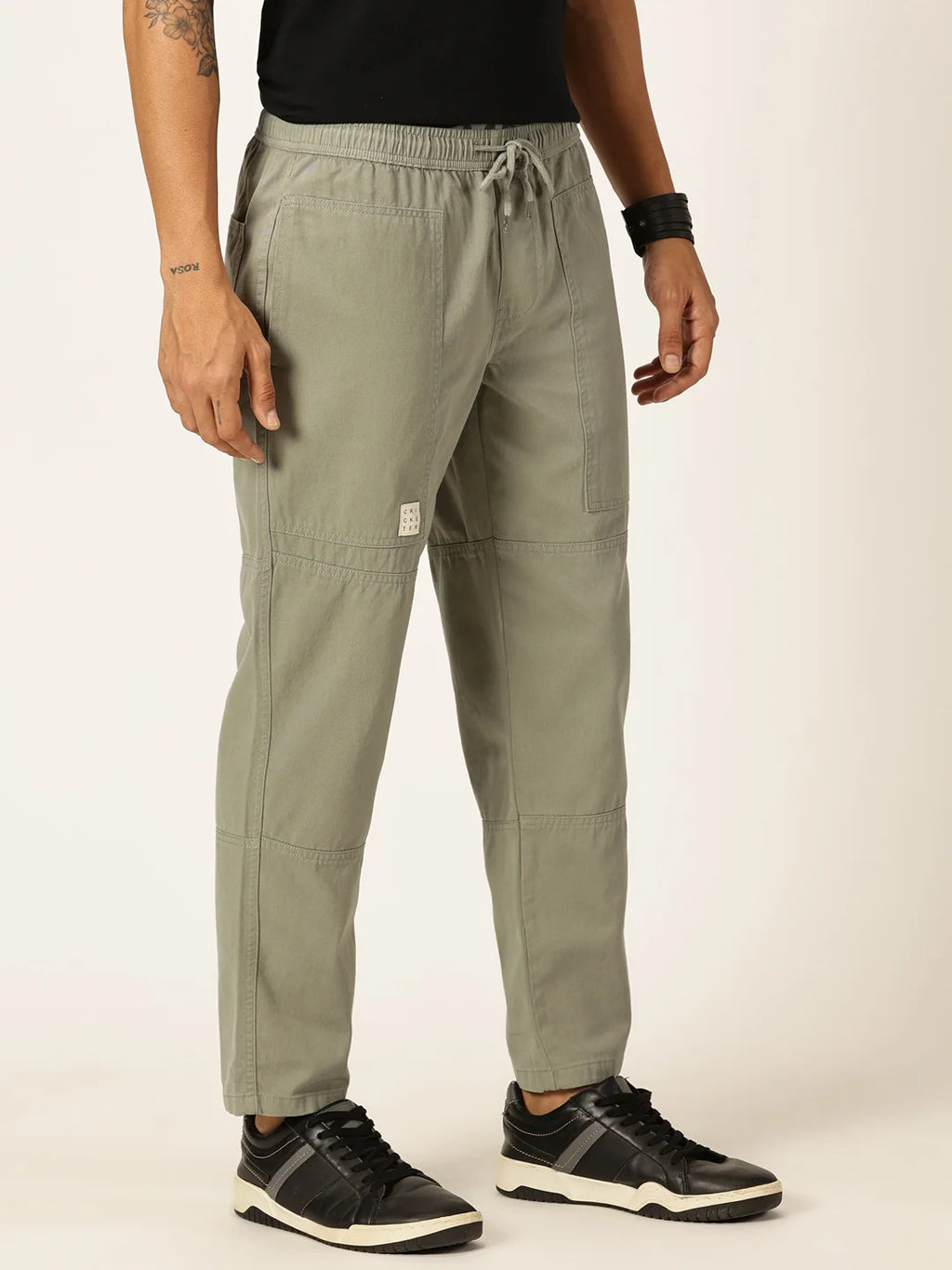 Thomas Scott Men Relaxed Loose Fit Mid-Rise Pure Cotton Easy Wash Trousers