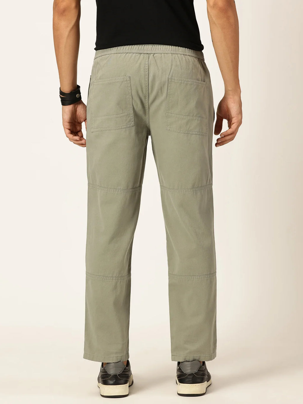 Thomas Scott Men Relaxed Loose Fit Mid-Rise Pure Cotton Easy Wash Trousers