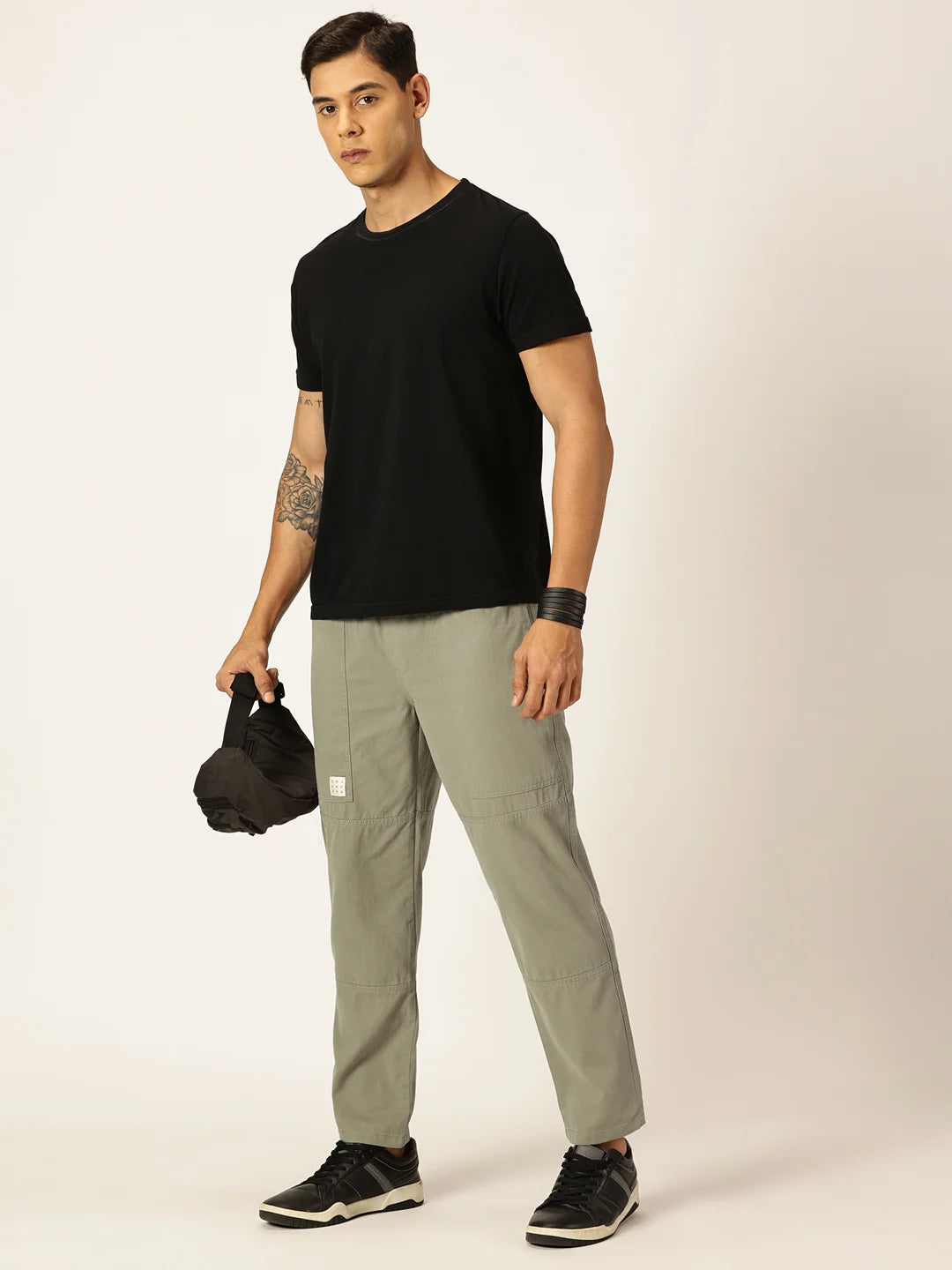 Thomas Scott Men Relaxed Loose Fit Mid-Rise Pure Cotton Easy Wash Trousers