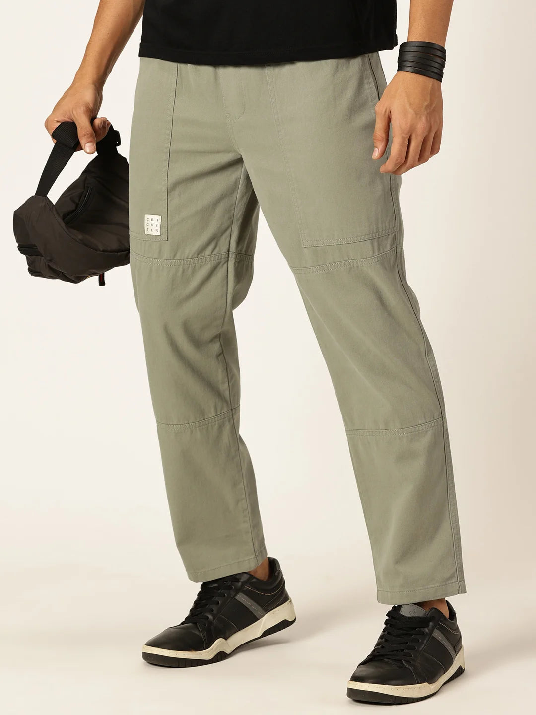Thomas Scott Men Relaxed Loose Fit Mid-Rise Pure Cotton Easy Wash Trousers