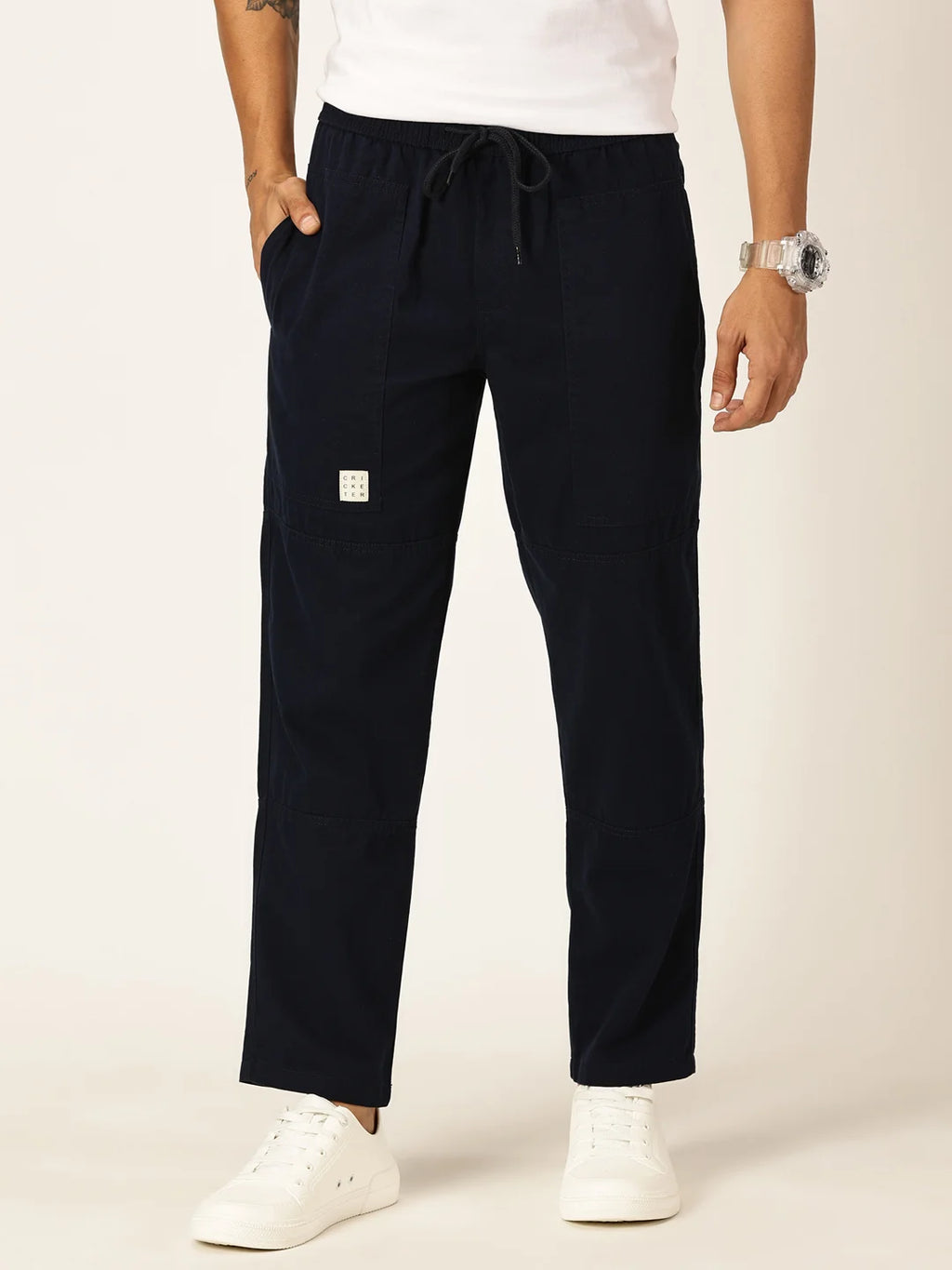 Thomas Scott Men Relaxed Loose Fit Mid-Rise Pure Cotton Easy Wash Trousers
