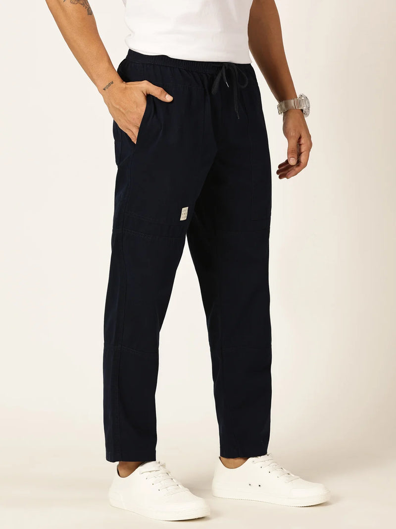 Thomas Scott Men Relaxed Loose Fit Mid-Rise Pure Cotton Easy Wash Trousers