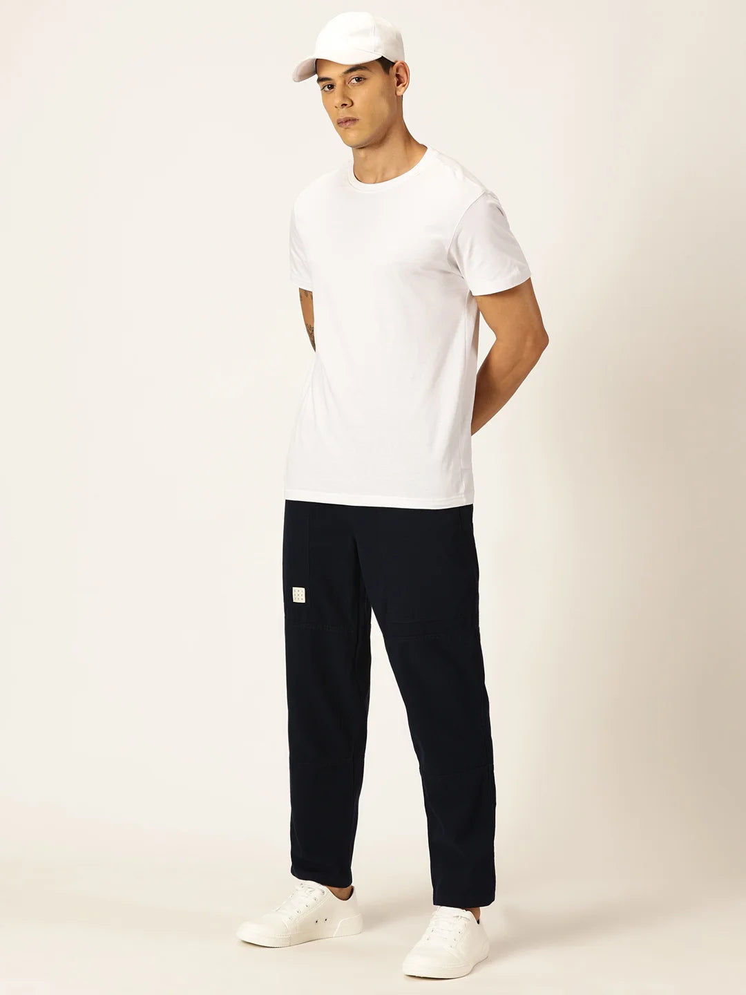 Thomas Scott Men Relaxed Loose Fit Mid-Rise Pure Cotton Easy Wash Trousers
