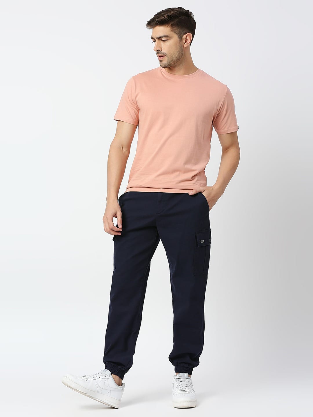 Thomas Scott Men Comfort Mid-Rise Easy Wash Cargo Trousers