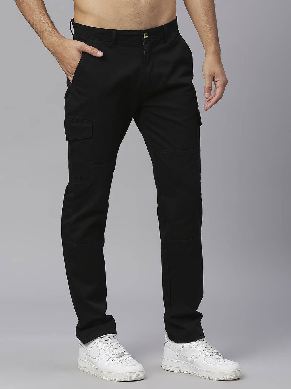 Thomas Scott Men Mid-Rise Smart Slim Fit Easy Wash Cargos Trousers
