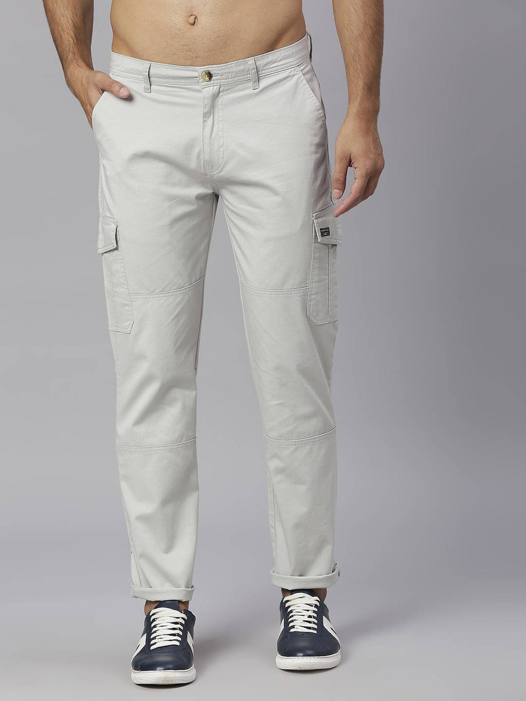 Thomas Scott Men Smart Slim Fit Easy Wash Cargos Trousers