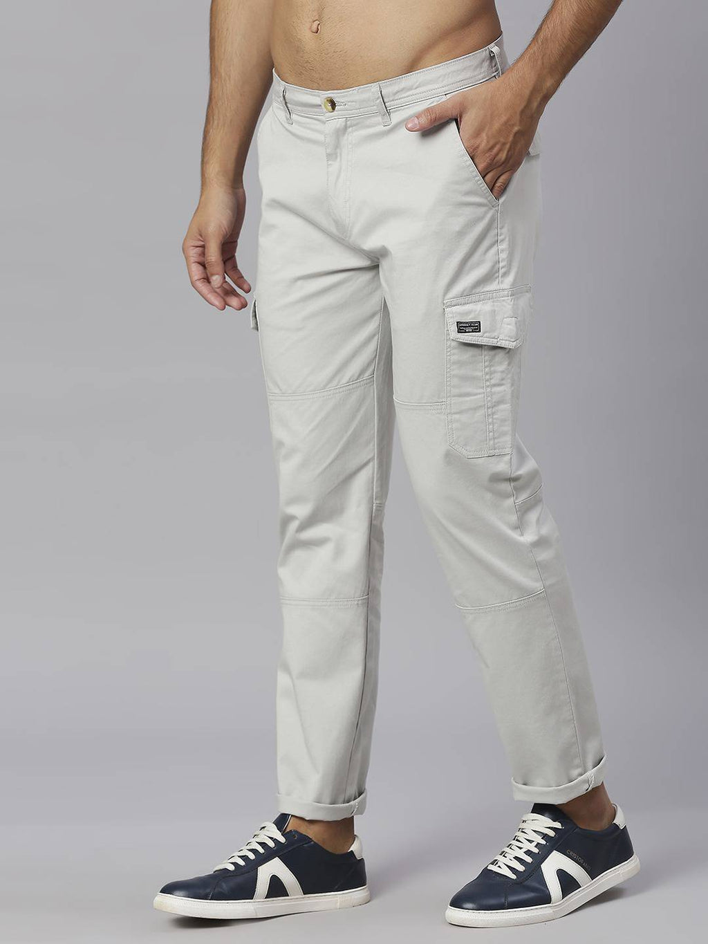 Thomas Scott Men Smart Slim Fit Easy Wash Cargos Trousers