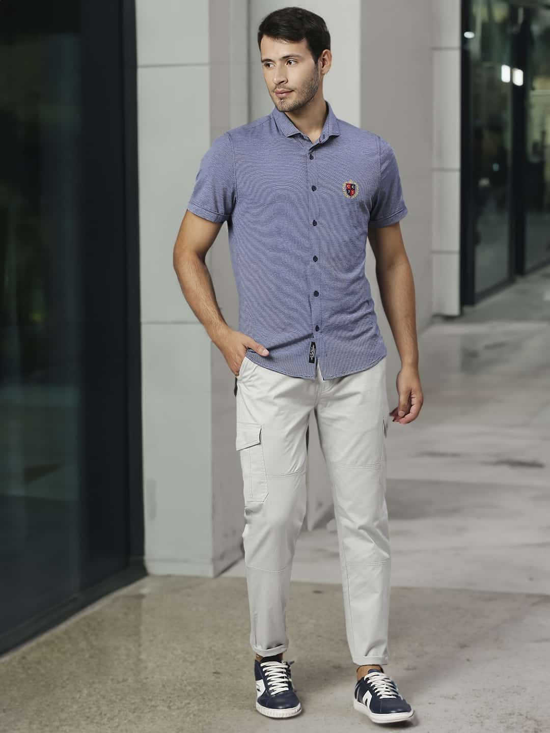 Thomas Scott Men Smart Slim Fit Easy Wash Cargos Trousers