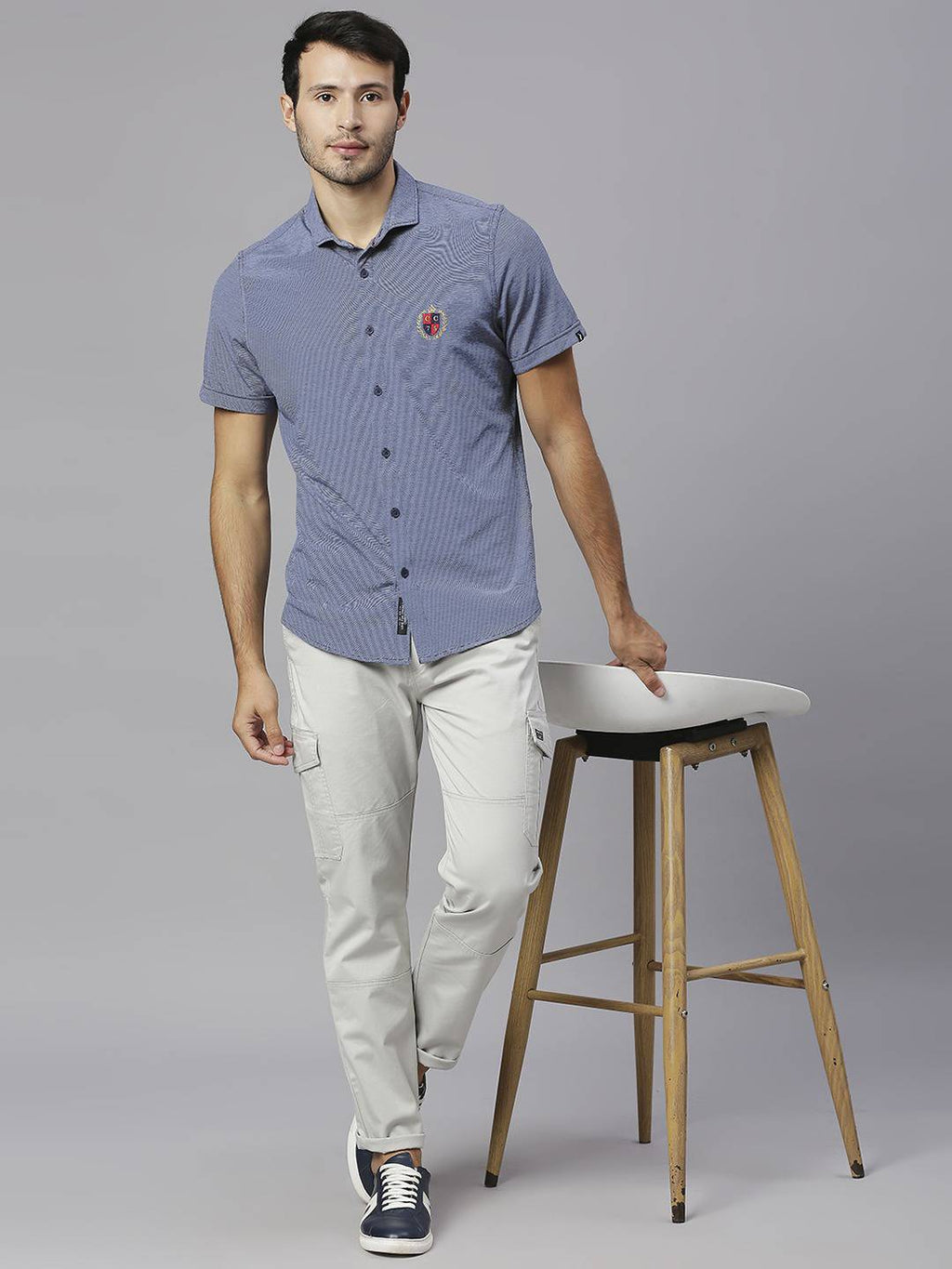 Thomas Scott Men Smart Slim Fit Easy Wash Cargos Trousers