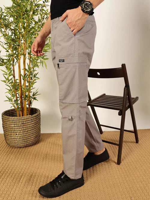 Thomas Scott Men Smart Easy Wash Mid-Rise Cotton Cargo Trousers