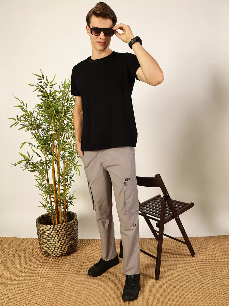 Thomas Scott Men Smart Easy Wash Mid-Rise Cotton Cargo Trousers