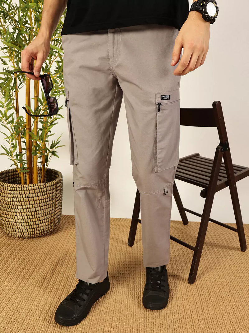 Thomas Scott Men Smart Easy Wash Mid-Rise Cotton Cargo Trousers