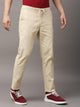 Beige Comfort Slim Fit Cotton Lycra Chinos Trouser For Men