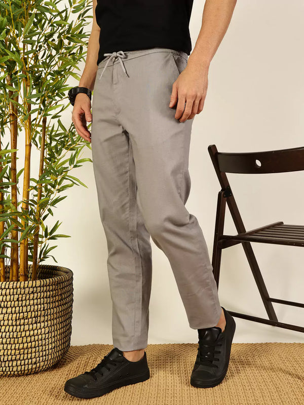 Grey Comfort Slim Fit Chinos Trouser For Men