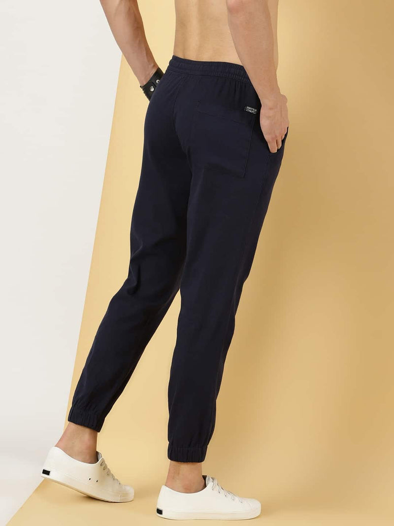 Thomas Scott Men Mid-Rise Smart Linen Cotton Joggers