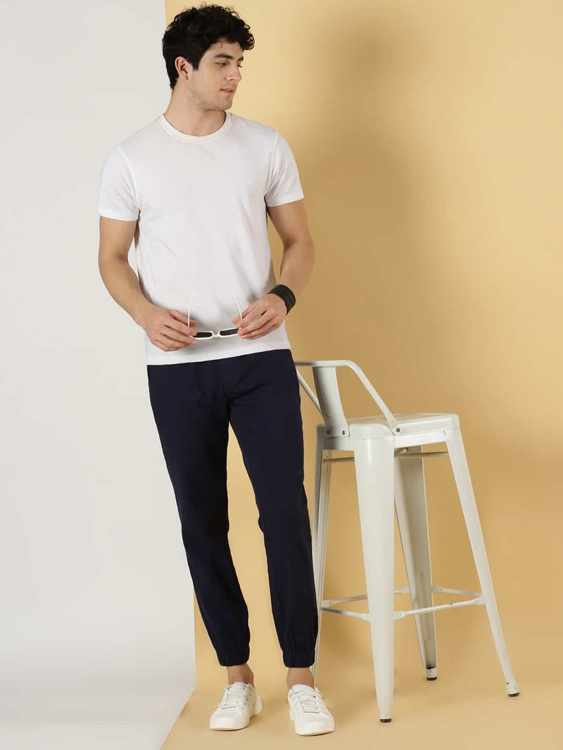 Thomas Scott Men Mid-Rise Smart Linen Cotton Joggers