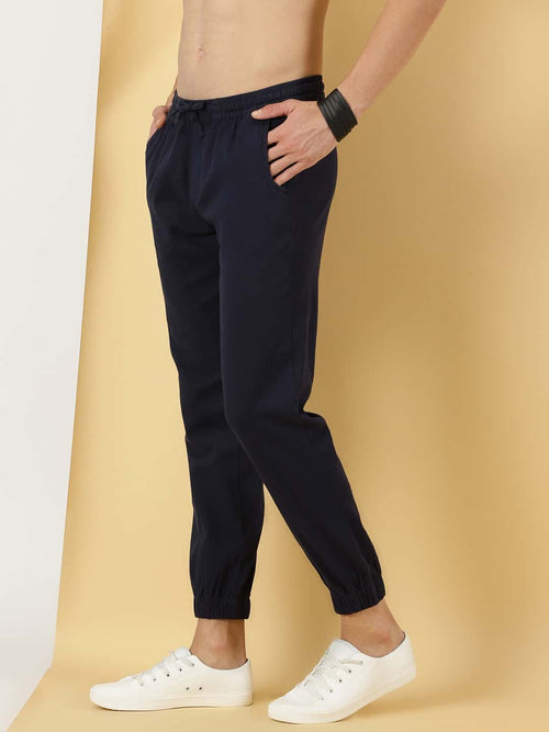 Thomas Scott Men Mid-Rise Smart Linen Cotton Joggers