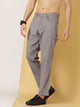 Grey Textured Urban Easy Wash Linen Cotton Chinos Trouser For Men