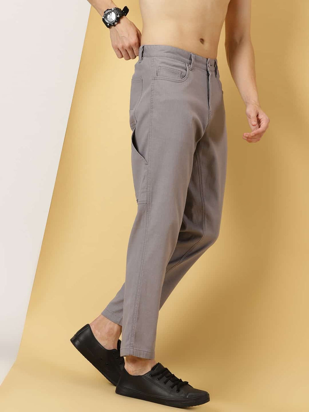 Thomas Scott Men Textured Urban Easy Wash Linen Cotton Chinos Trouser