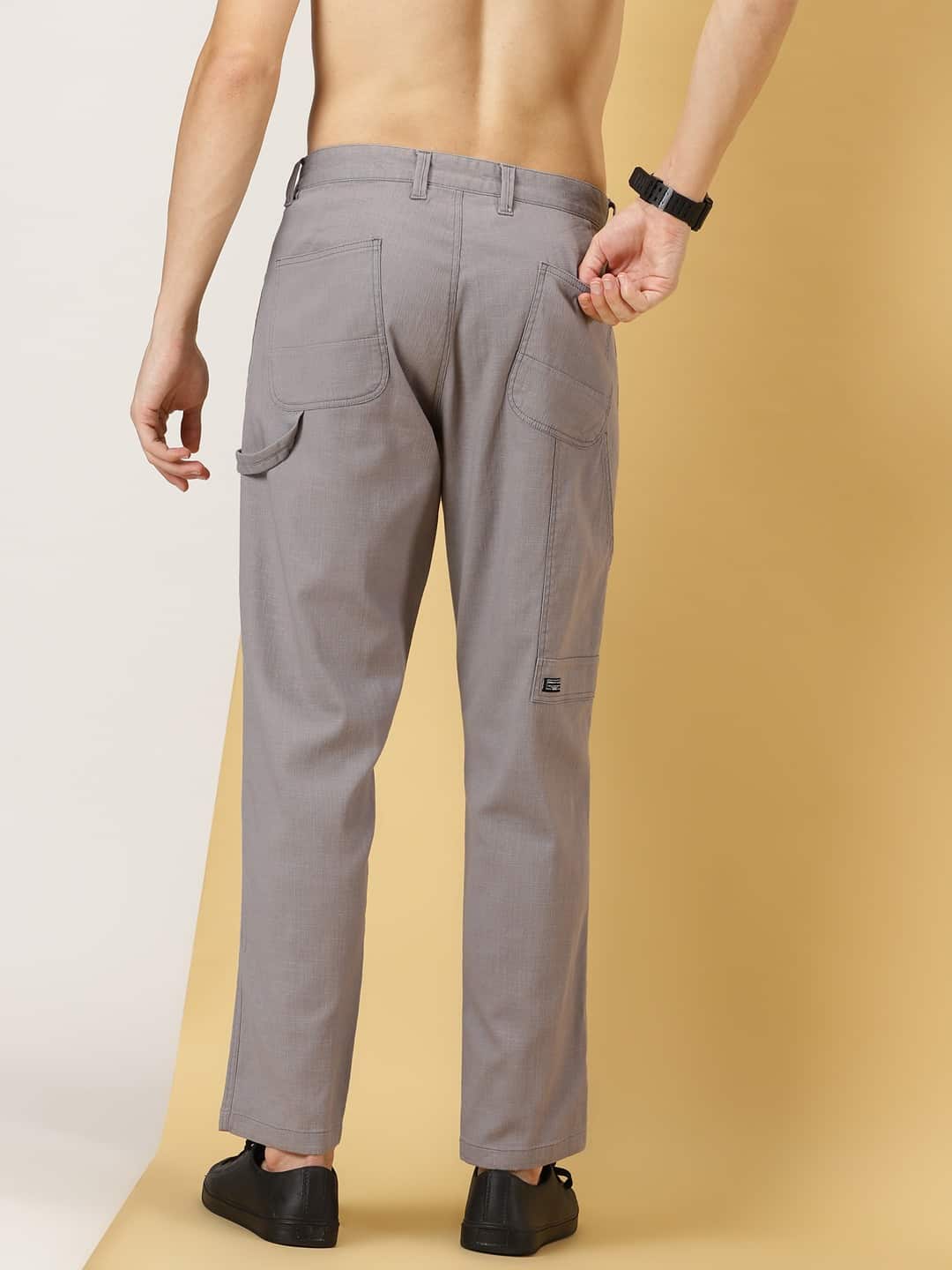 Thomas Scott Men Textured Urban Easy Wash Linen Cotton Chinos Trouser