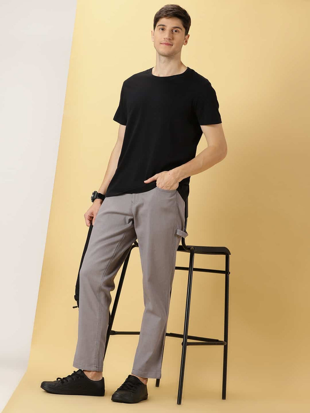 Thomas Scott Men Textured Urban Easy Wash Linen Cotton Chinos Trouser