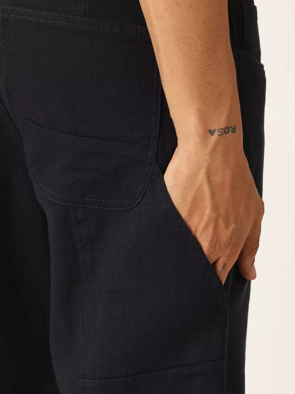 Thomas Scott Men Urban Regular Fit Mid-Rise Easy Wash Linen Chinos Trousers