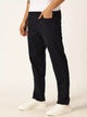 Navy Regular Fit Mid-Rise Easy Wash Linen Chinos Trouser For Men