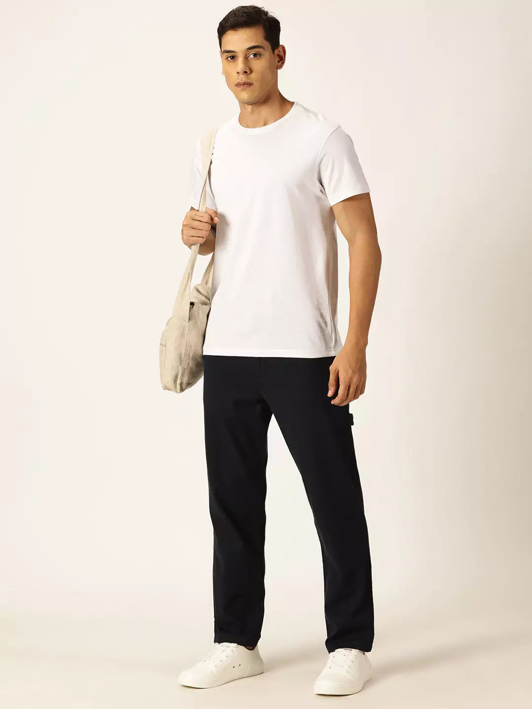 Thomas Scott Men Urban Regular Fit Mid-Rise Easy Wash Linen Chinos Trousers