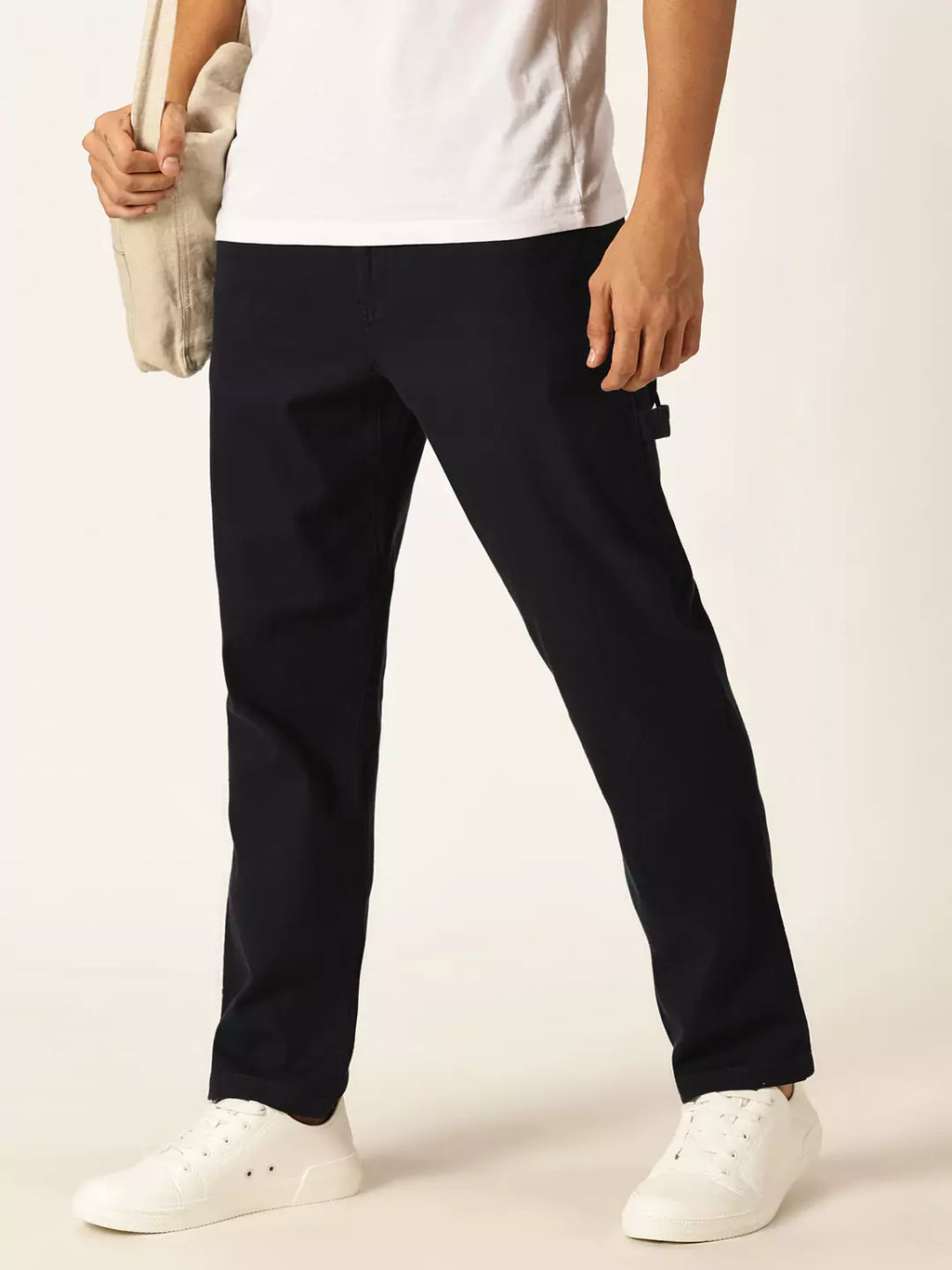 Thomas Scott Men Urban Regular Fit Mid-Rise Easy Wash Linen Chinos Trousers
