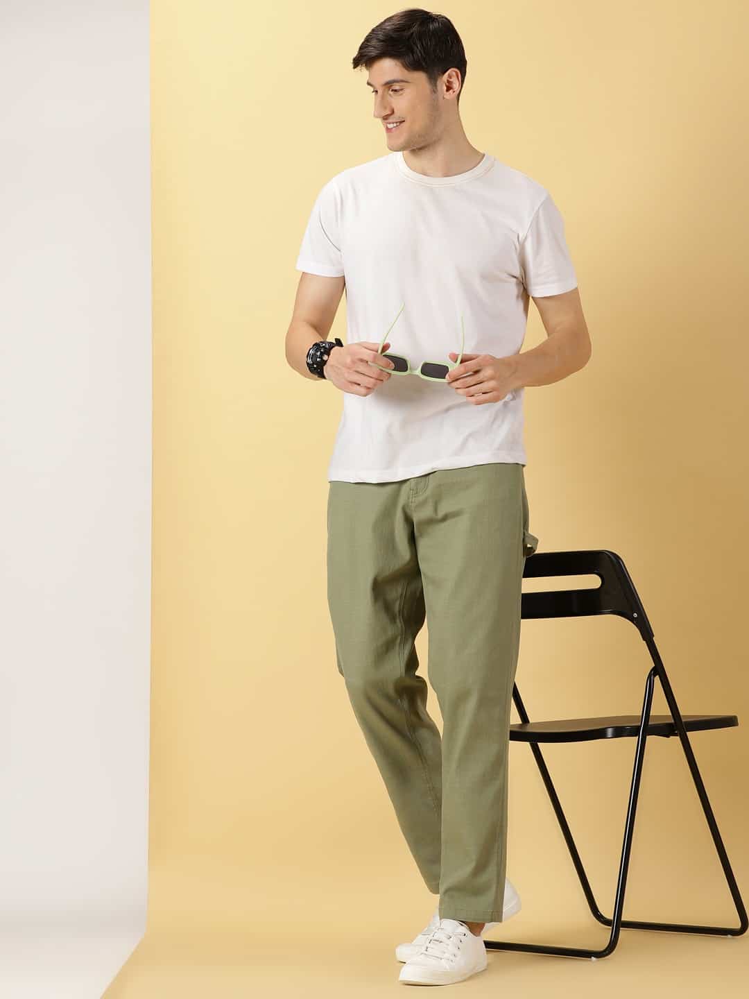 Thomas Scott Men Urban Easy Wash Linen Cotton Chinos Trouser