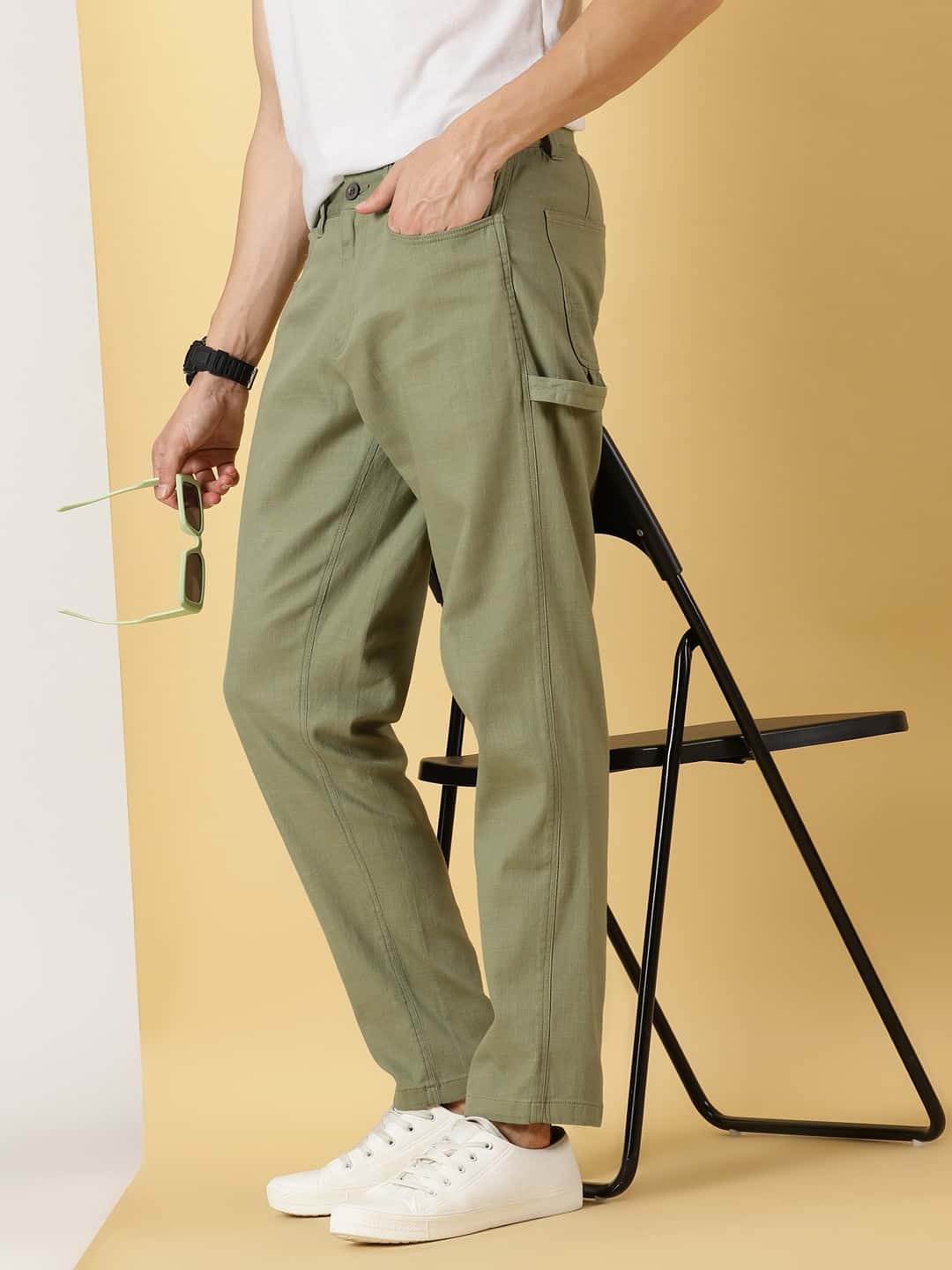 Thomas Scott Men Urban Easy Wash Linen Cotton Chinos Trouser
