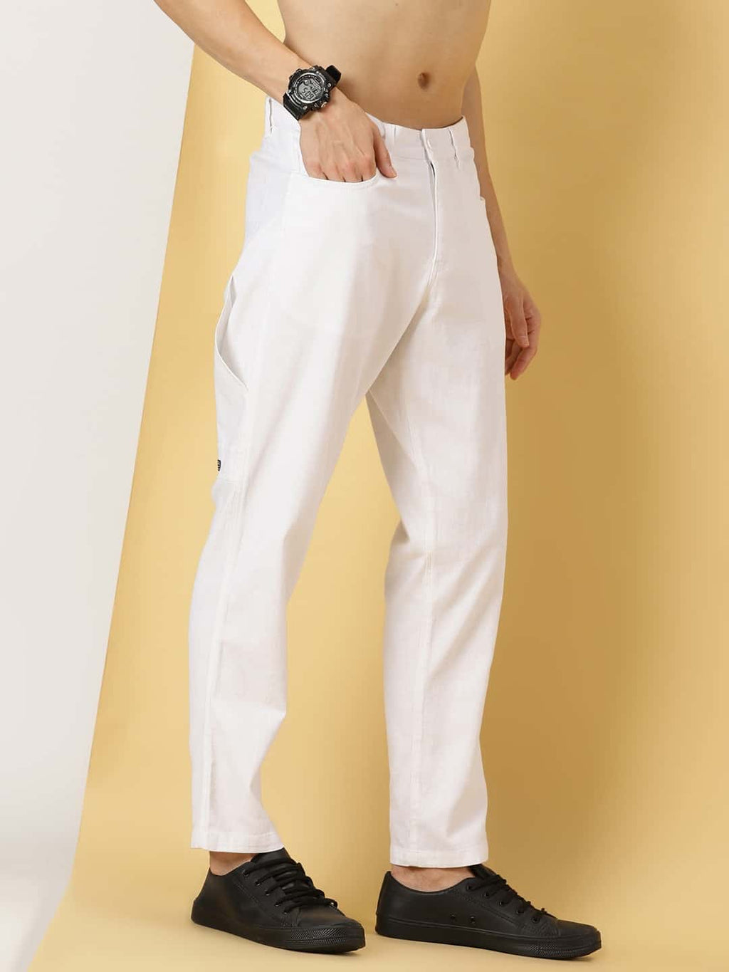 Thomas Scott Men Urban Easy Wash Linen Cotton Chinos Trouser