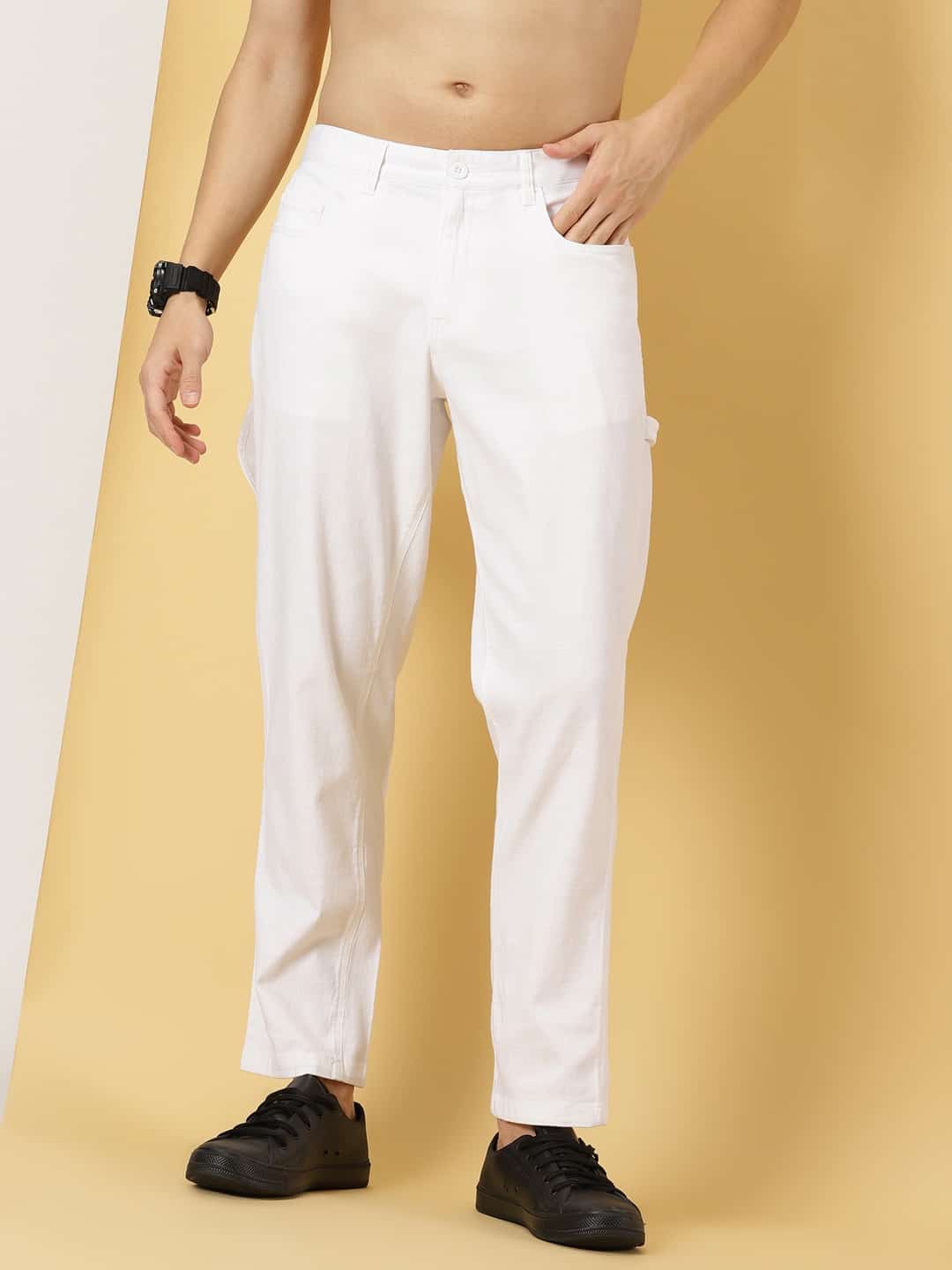 Thomas Scott Men Urban Easy Wash Linen Cotton Chinos Trouser