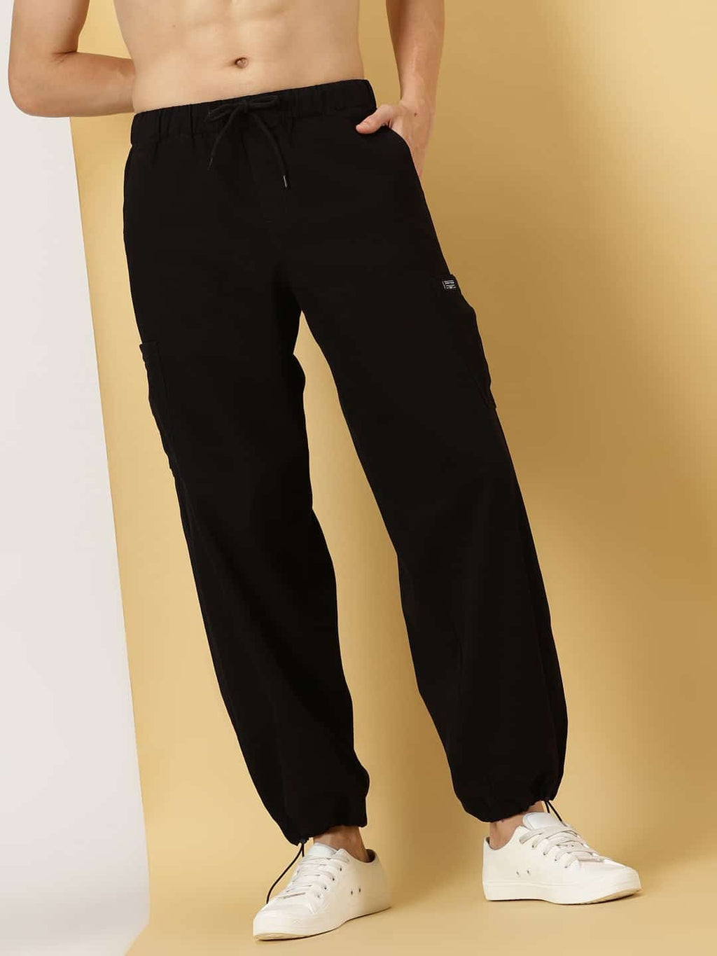 Thomas Scott Men Parachute Loose Fit Mid Rise Pure Cotton Cargo-Style Trousers