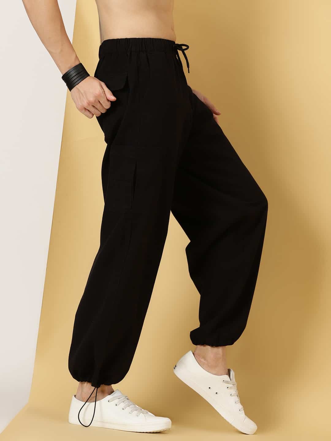 Thomas Scott Men Parachute Loose Fit Mid Rise Pure Cotton Cargo-Style Trousers