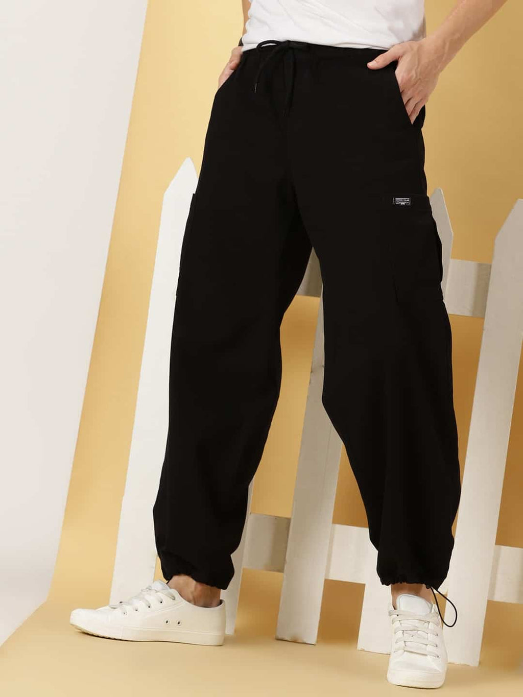 Thomas Scott Men Parachute Loose Fit Mid Rise Pure Cotton Cargo-Style Trousers