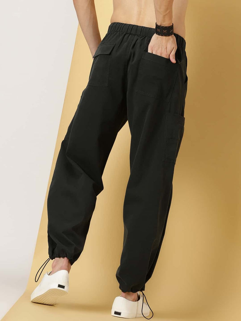 Thomas Scott Men Mid Rise Parachute Fit Pure Cotton Cargo Trousers