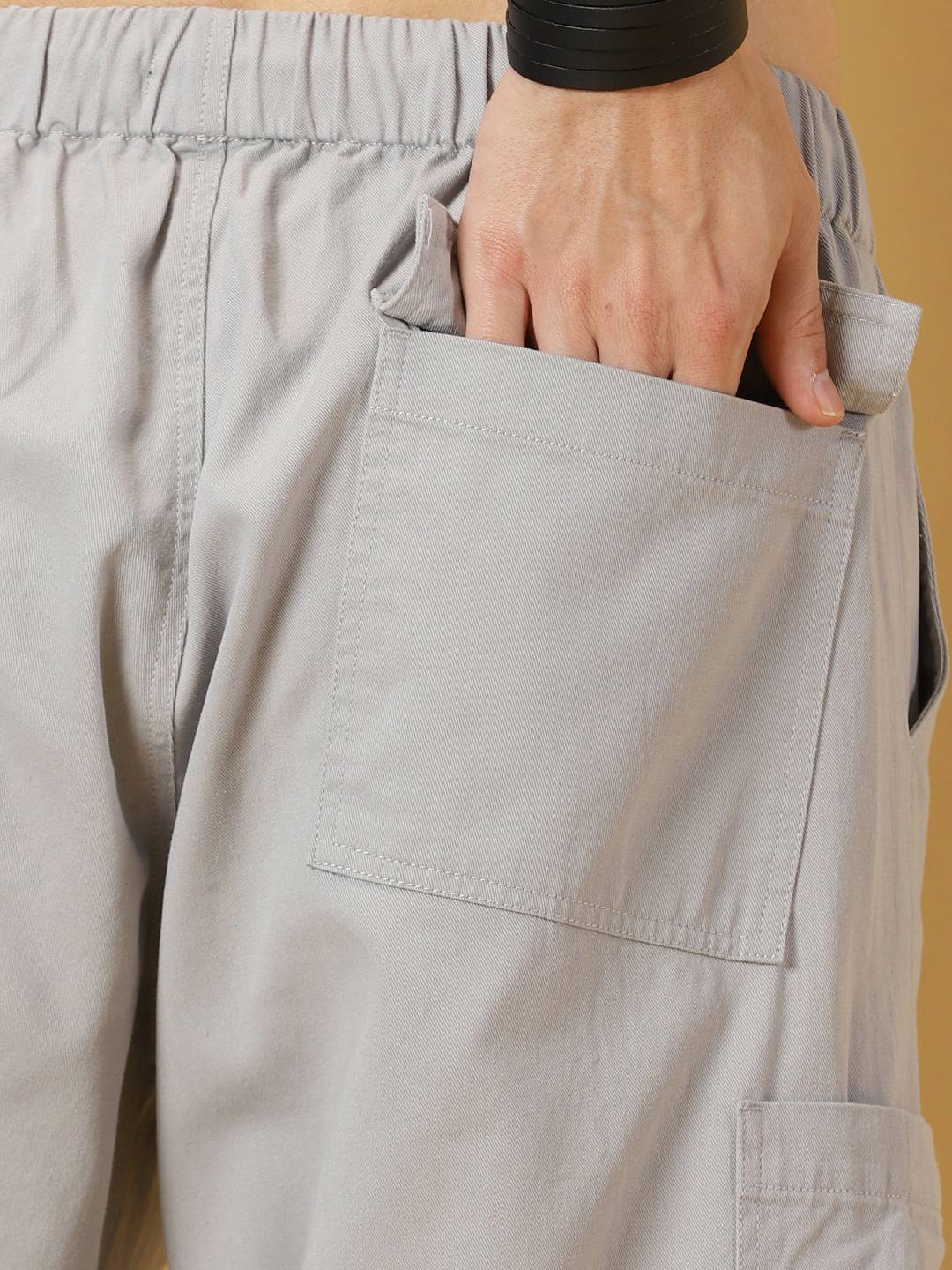 Thomas Scott Men Mid Rise Parachute Fit Pure Cotton Cargo Trousers