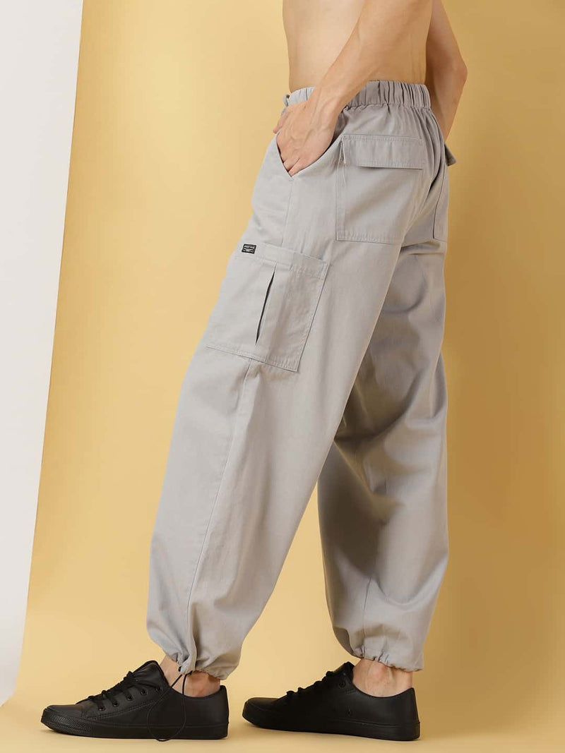 Thomas Scott Men Mid Rise Parachute Fit Pure Cotton Cargo Trousers