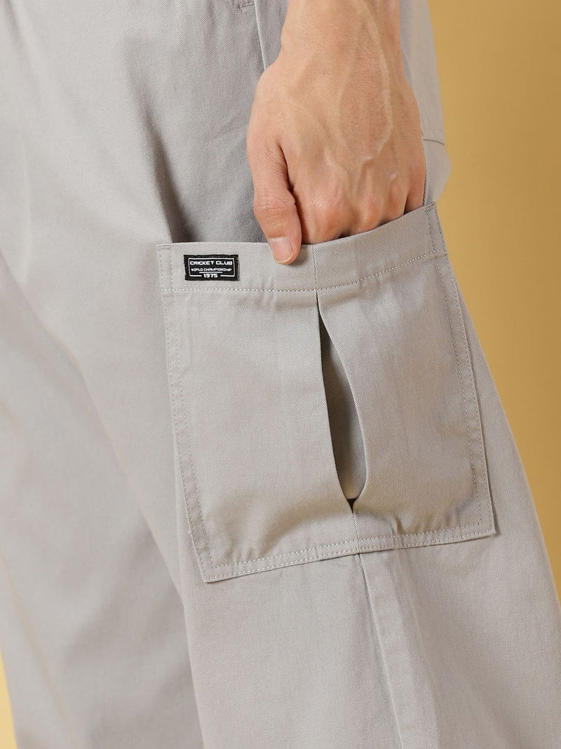 Thomas Scott Men Mid Rise Parachute Fit Pure Cotton Cargo Trousers