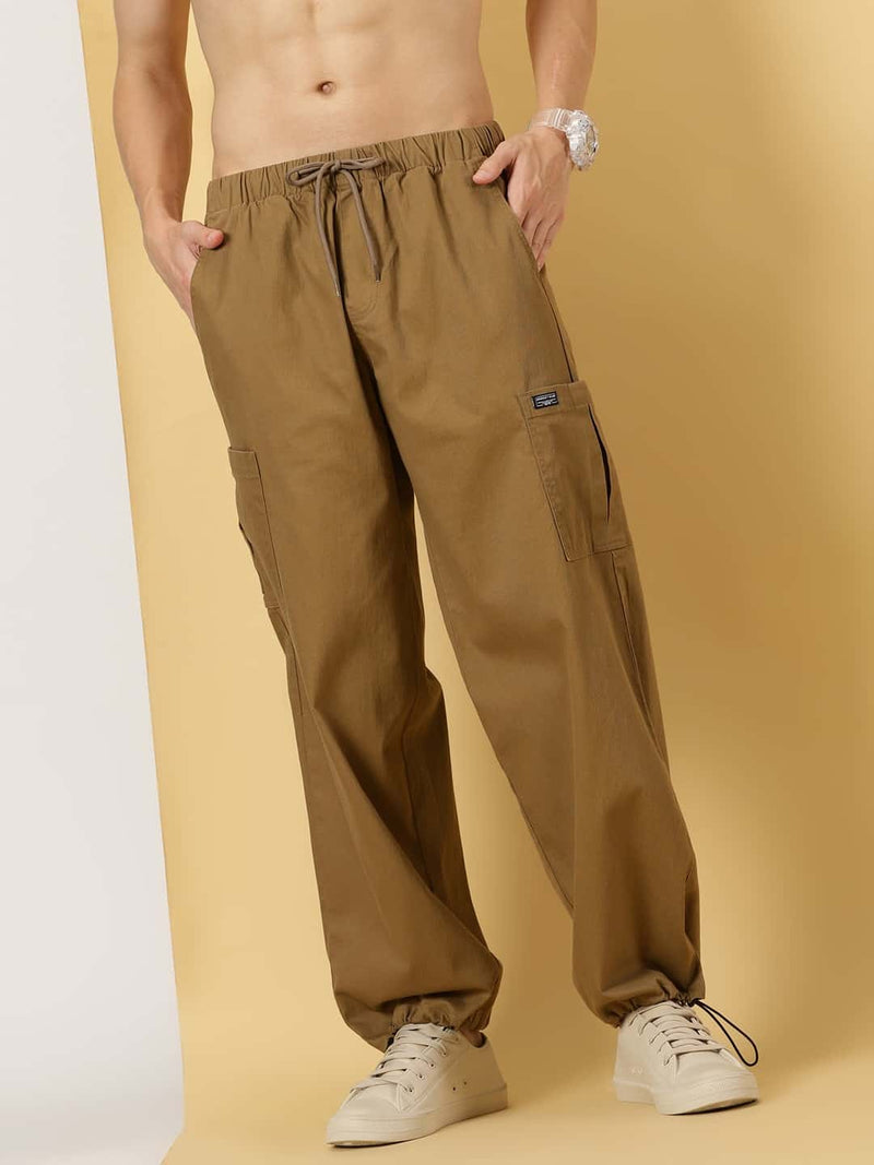 Thomas Scott Men Parachute Loose Fit Mid Rise Pure Cotton Cargo-Style Trousers
